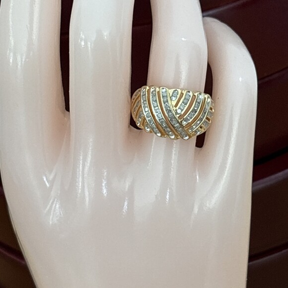 Unbranded Jewelry - 1/2 tcw Gold over Sterling Silver Genuine Diamond Dome Ring Channel Set Size 7